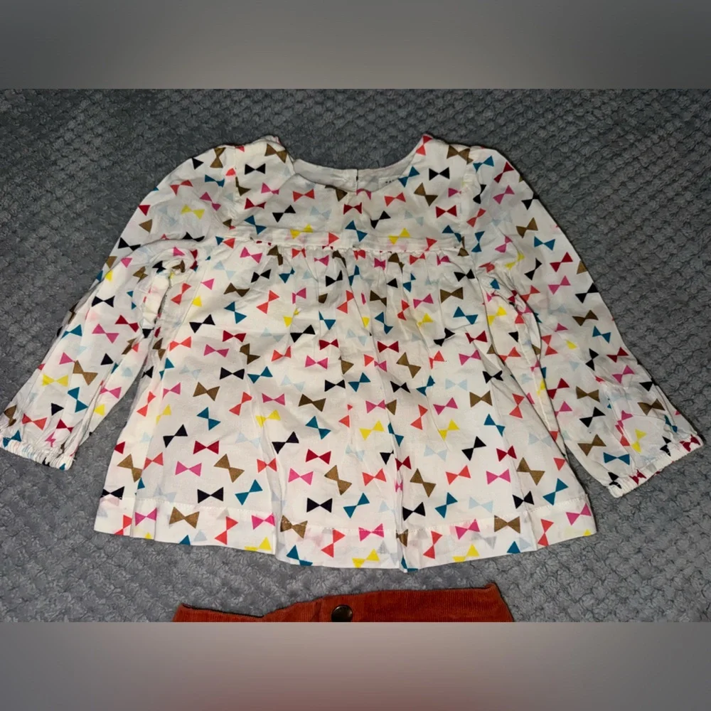 Gap + Old Navy Baby Girl Outfit Set 18-24M Bow Print Top Corduroy Skirt